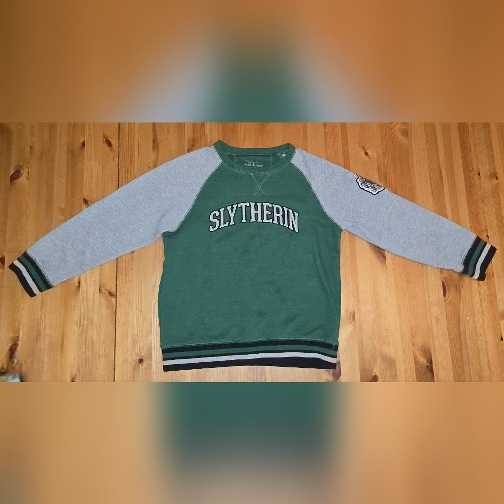 Universal Slytherin Green and Gray Kids Crewneck